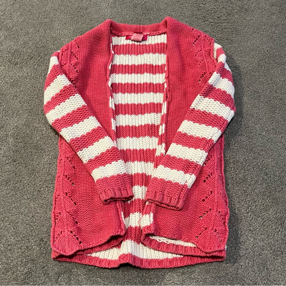 Shrinking Violet Pink and White Striped Cardigan